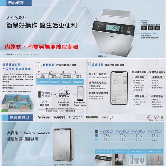 現貨~~Panasonic 國際  F-YV50LX  25L變頻高效型除濕機(可退貨物稅)