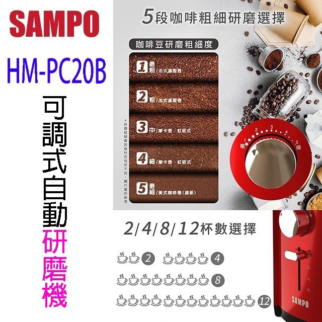 SAMPO 聲寶 HM-PC20B 可調式自動研磨機