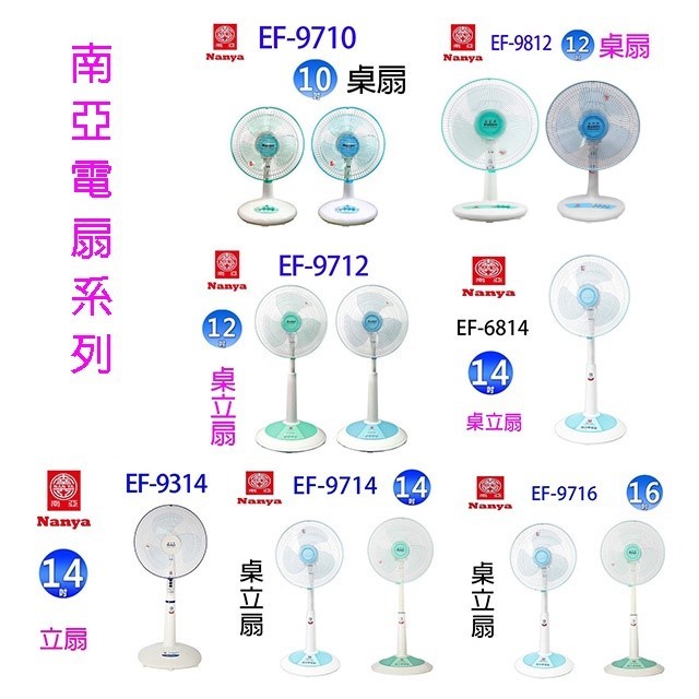 南亞 EF-9716 16吋桌立扇 (顏色隨機出貨)
