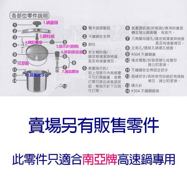 南亞 CA-36S 不鏽鋼 14.5L 高速鍋