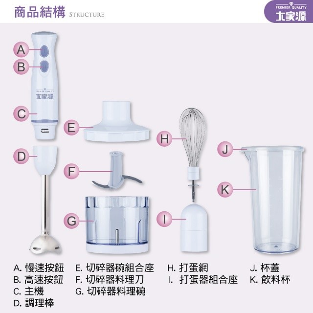 大家源 TCY-6706 多功能料理調理棒(全配)