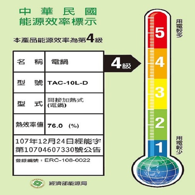 TATUNG 大同 TAC-10L 10人份電鍋(全配) (顏色隨機出貨)