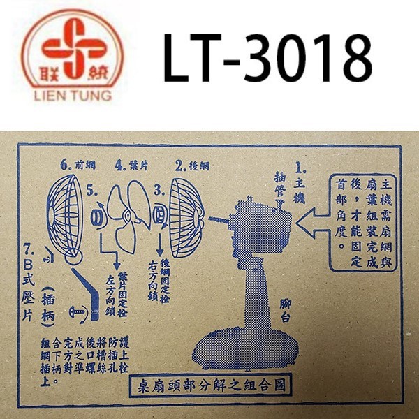 聯統 LT-3018 12吋桌扇