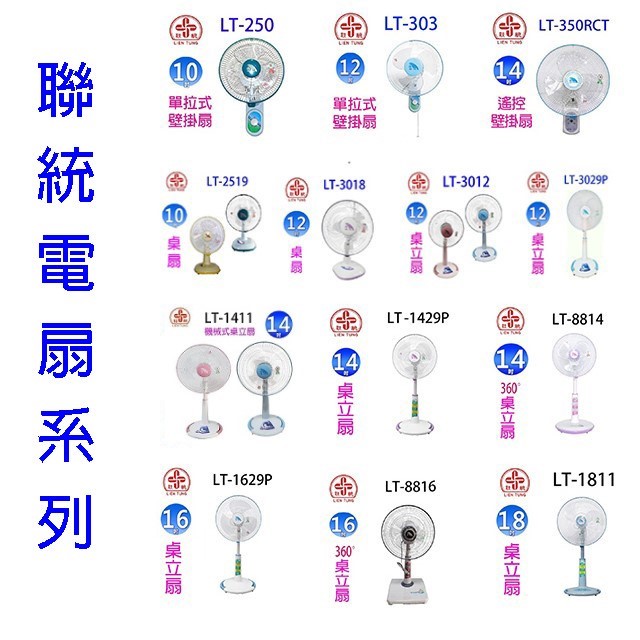 聯統 LT-1411 14吋桌立扇(顏色隨機出貨)
