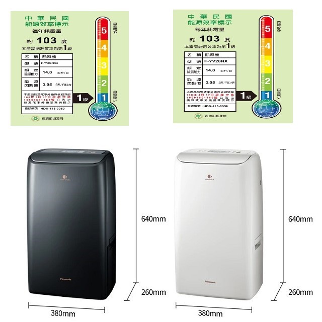 現貨~~Panasonic 國際 F-YV28NX/F-YV28NXK  14L變頻高效型除濕機(可退貨物稅)