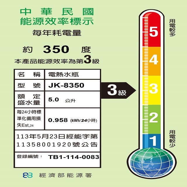 晶工 JK-8350 電動給水 5L 熱水瓶
