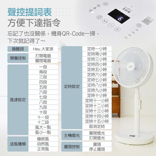 大家源  TCY-851406  14吋智慧聲控、遙控DC風扇