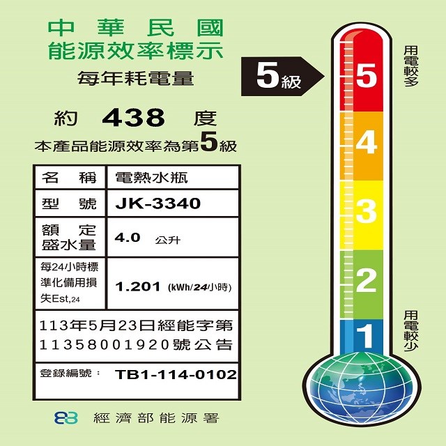 晶工 JK-3340 電動給水 4L 熱水瓶