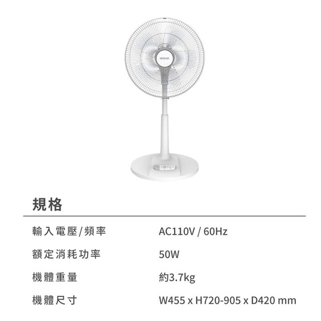 HERAN 禾聯 HAF-16AH55A  16吋AC機械式立扇