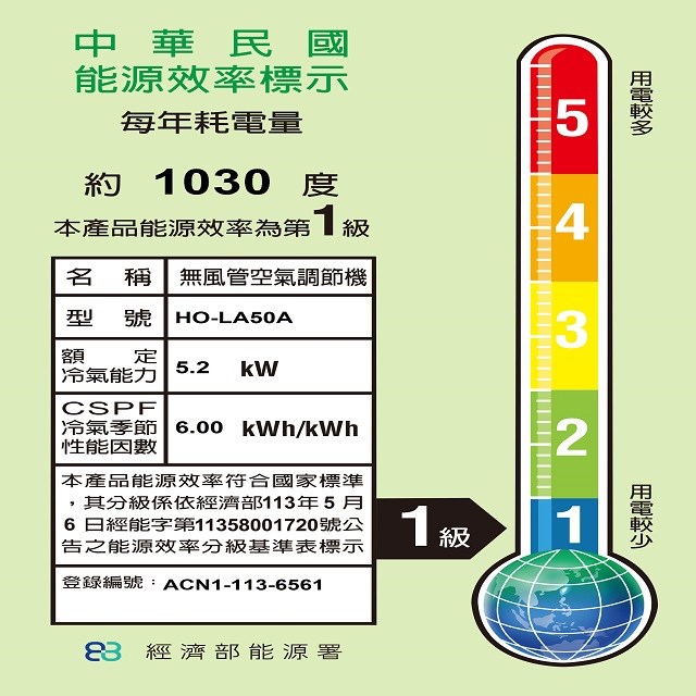 禾聯HI/HO-LA50A變頻冷專型分離式冷氣(含標準安裝)(限高雄市區)