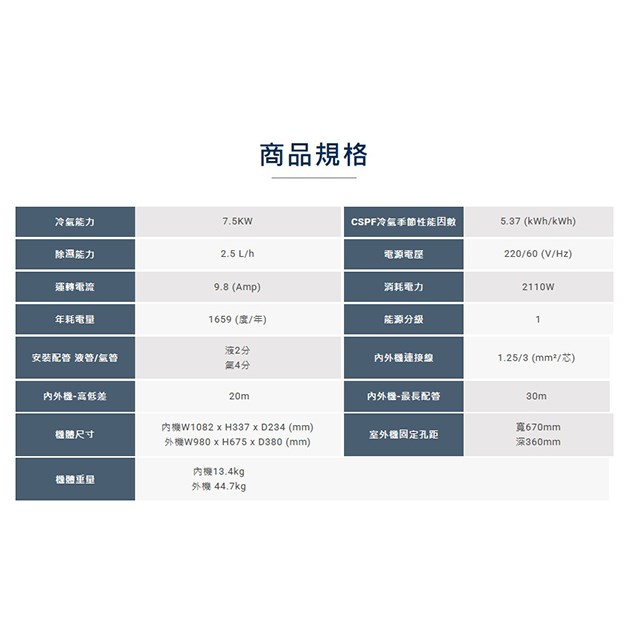 禾聯HI/HO-LA72A變頻冷專型分離式冷氣(含標準安裝)(限高雄市區) 