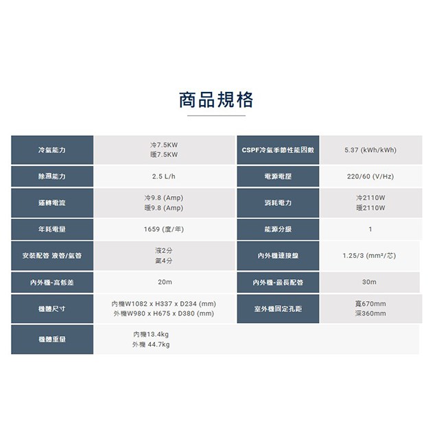 禾聯 HI/HO-LA72AH 變頻冷暖分離式冷氣(含標準安裝)(限高雄市區)