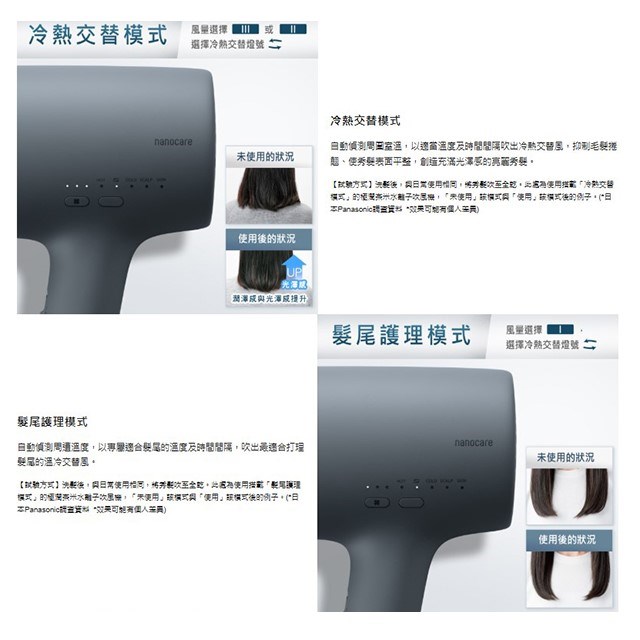 Panasonic國際 EH-NA0K 奈米水離子吹風機(岩墨灰)